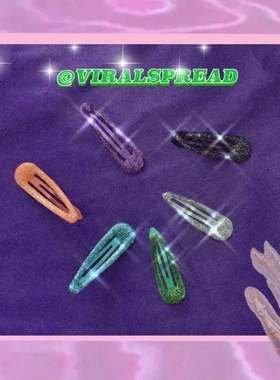 VIRAL SPREAD 亮晶晶金葱土酷女孩发夹 软妹bb夹刘海夹8色入