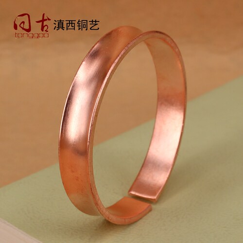 同古男女款纯紫铜凹面手镯