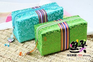 朝鲜彩条布艺方化妆包收纳包旅游纪念品韩国民俗手工艺礼品P03211