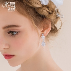 Beautiful zircon rhinestone earrings bridal wedding accessories too high-end fashion Korean style earrings ear clip the optional H0309