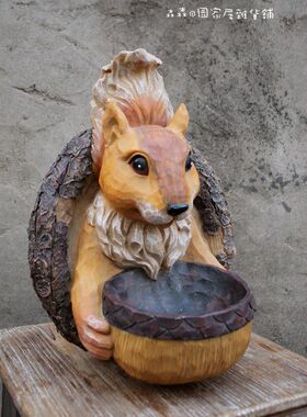 雕刻美式乡村风烛台园艺装饰品