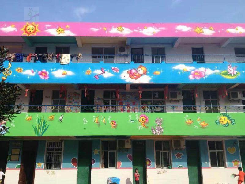 幼儿园墙绘学校建筑墙体绘画壁画外墙彩绘手工墙绘彩绘墙体装饰画