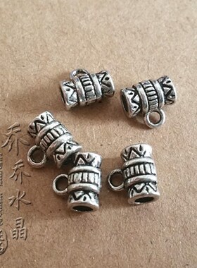 DIY饰品配件古银色藏银项坠管扣吊坠管