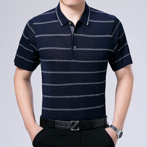 2021夏季新款大码桑蚕丝男士T恤翻领POLO衫1210p60 上青,男装T恤,星座1203