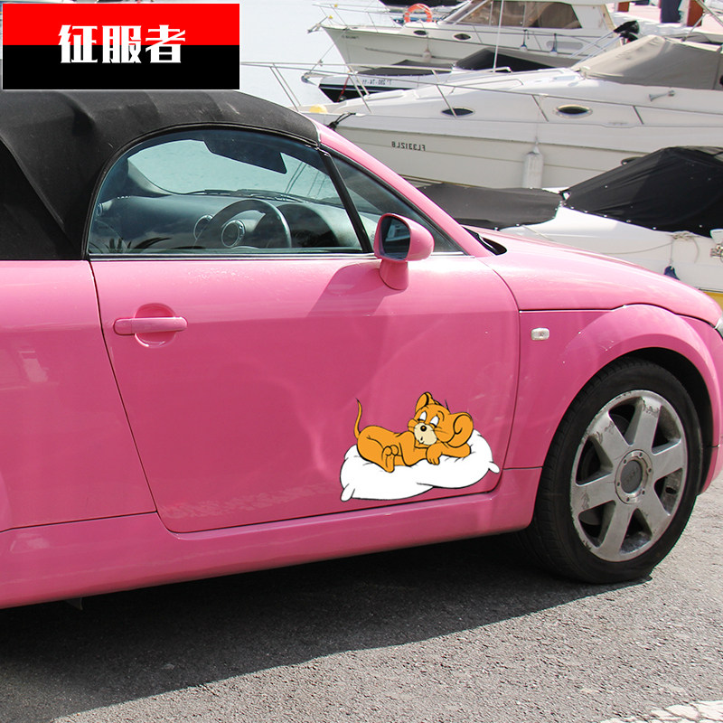 个性反光车身划痕遮挡贴纸汽车卡通老鼠装饰玻璃车贴