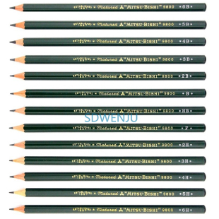 uni日本三菱Mitsulishi 木杆铅笔美术绘图制图速写素描铅笔 9800