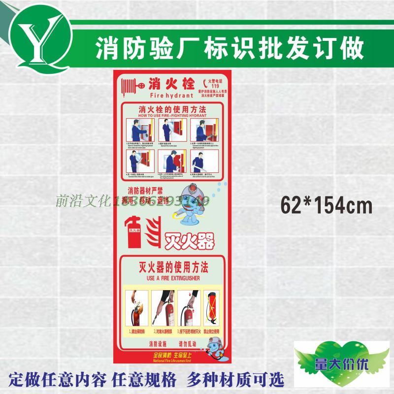 大尺寸消防栓箱标贴 消火栓使用方法标识贴 灭火器使用操作方法贴