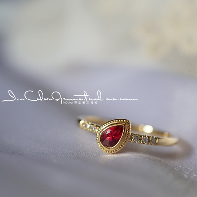 天然无烧红宝石k金戒指定制