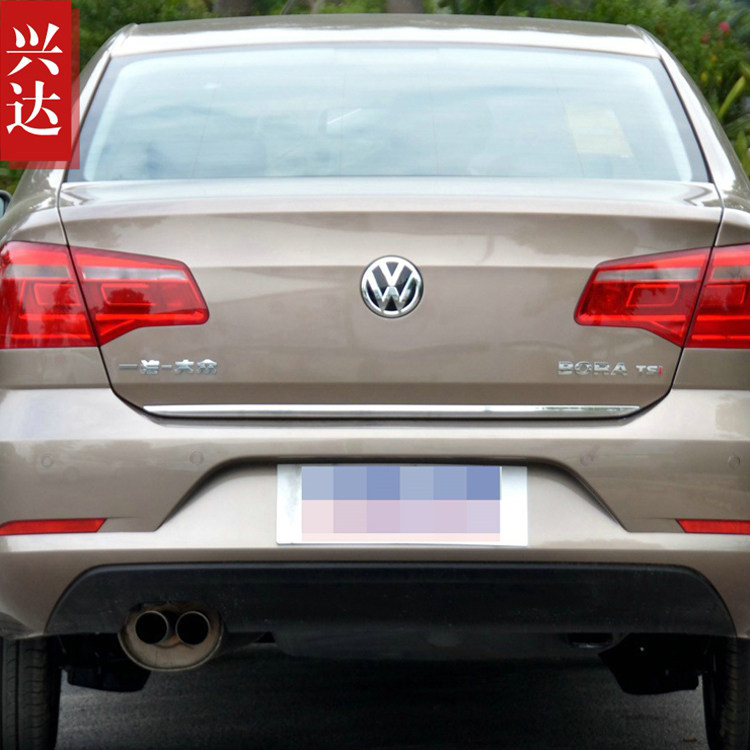 适用于2013-15款一汽大众宝来不锈钢镀铬尾门饰条 bora后装饰亮条