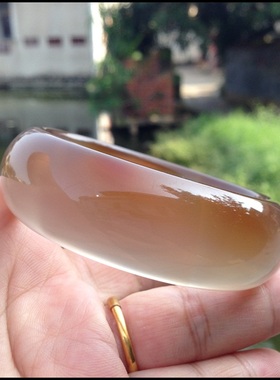 佳石琦缘冰透巴西天然玻璃质感原色红玛瑙手镯加宽加厚女礼物113