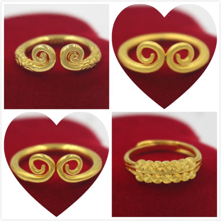 日韩版潮人欧币紧箍咒戒指男女士款沙金简约学生情侣对戒开口