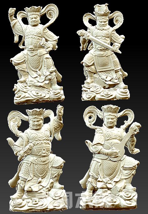 圆雕图 三维立体 stl 3D打印 模型 /四大天王四大金刚
