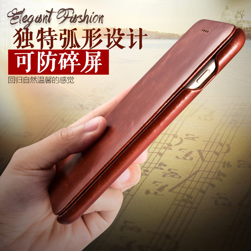 iCarer Curved Edge Vintage Series Side Open Handmade Genuine Cowhide Leather Case Cover for Apple iPhone 7 Plus & iPhone 7