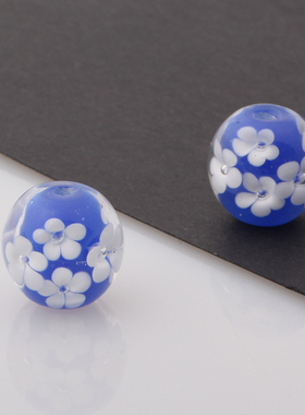 PY039水晶花珠 山水名物精品蓝色花珠14*14MM