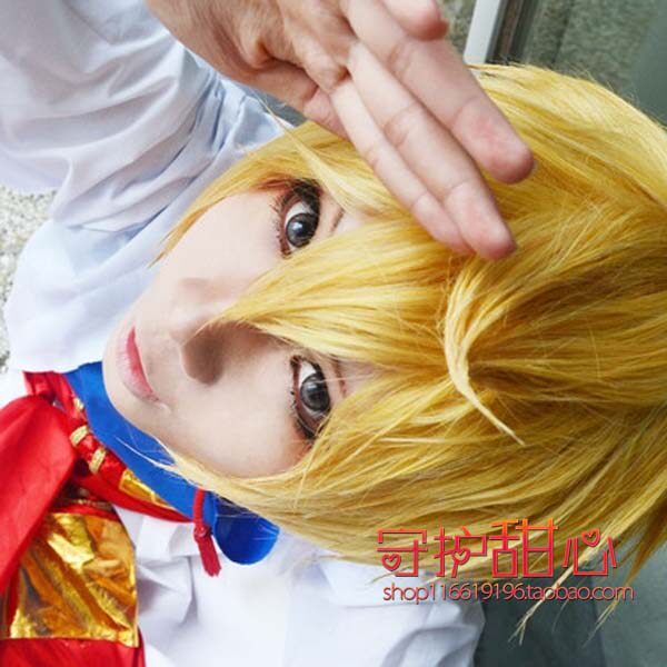 包邮甜心家魔笛magi阿里巴巴·沙尔贾金黄色现货cosplay假发