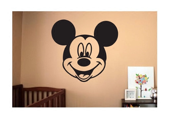 米老鼠的头墙贴纸儿童卧室的卡通米奇动物图案家居室内可移动壁画