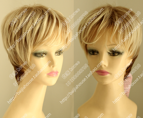 棕色渐变斜刘海时尚风欧美假发