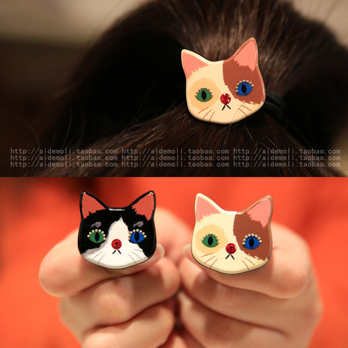 韩国进口AZ呆萌风小猫咪发圈发夹
