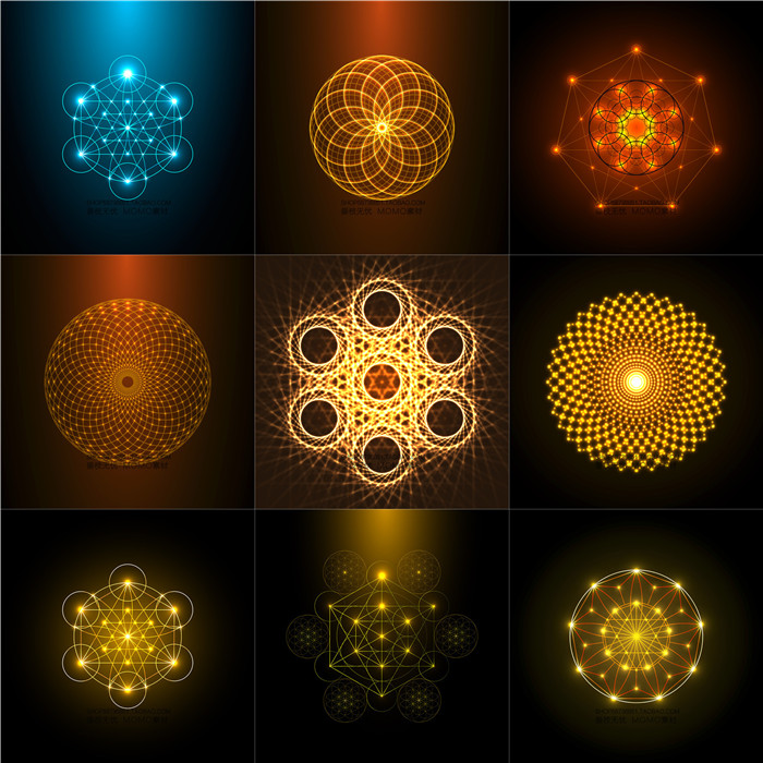 A3346矢量抽象几何光芒多边形对称圆形旋转艺术图案 AI设计素材