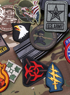 CQB US ARMY 空降师 步兵师 胸条刺绣魔术贴肩章 臂章 魔术贴