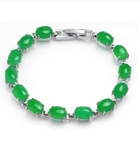 首饰马来祖母绿翠玉合金女手链