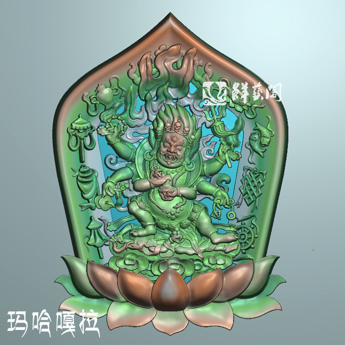精雕图 灰度图 浮雕图 电脑木雕刻挂件 玛哈嘎拉藏式新款JDP设计怎么看?