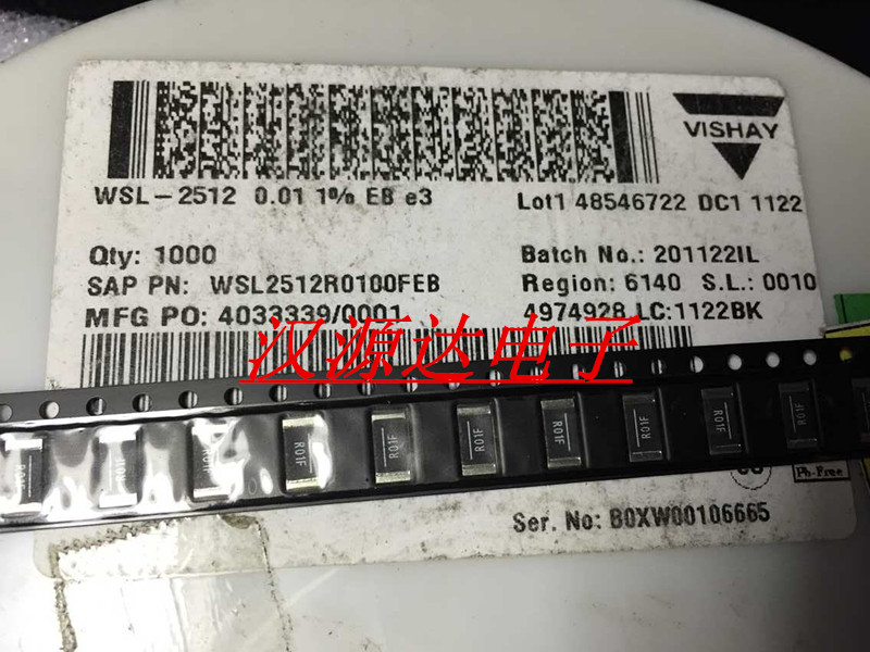 贴片合金电阻WSL2512R0100FEB  R01F 2512 0.01R 1% 75ppm 1W