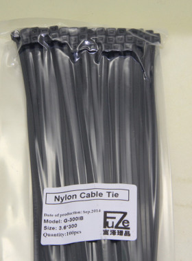 尼龙扎带 捆扎带 耐用扎线带 G-300IB 4*300 黑色 100PCS