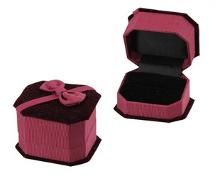 暗红色植绒对戒盒 情侣戒指盒 大盒