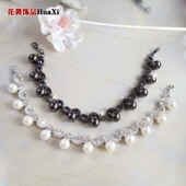 实用可拆卸珍珠衣领项链水钻服装 时尚 百搭枪黑色衣领配饰链 辅料