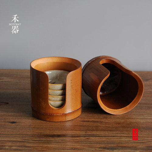 禾器堂 精工竹制茶道收纳茶杯篓 杯笼 功夫茶道具.承池
