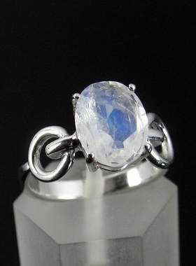 纯银月光石玻璃体彩宝戒指包邮