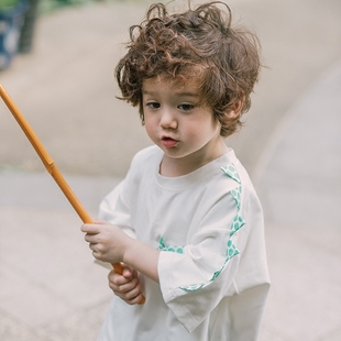 放开我北鼻Jackson同款 儿童纯棉恐龙T恤短袖 新款 更牌童装