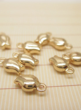 DIY首饰配件 24K包金色迷你花苞小吊坠 项链手链耳环配件防过敏