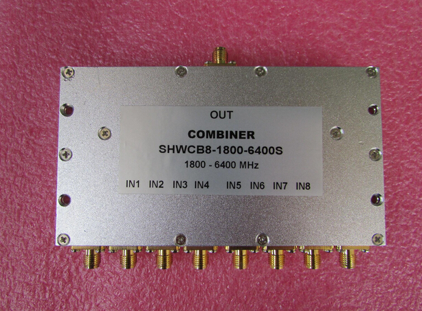 1800-6400MHz 10W SMA RF射频同轴8路八合一合路器频率可定制厂家承若质量保修1年，请放心购买型号：SHWPD8-1800-6400S 50欧姆八合一 9dB合路器