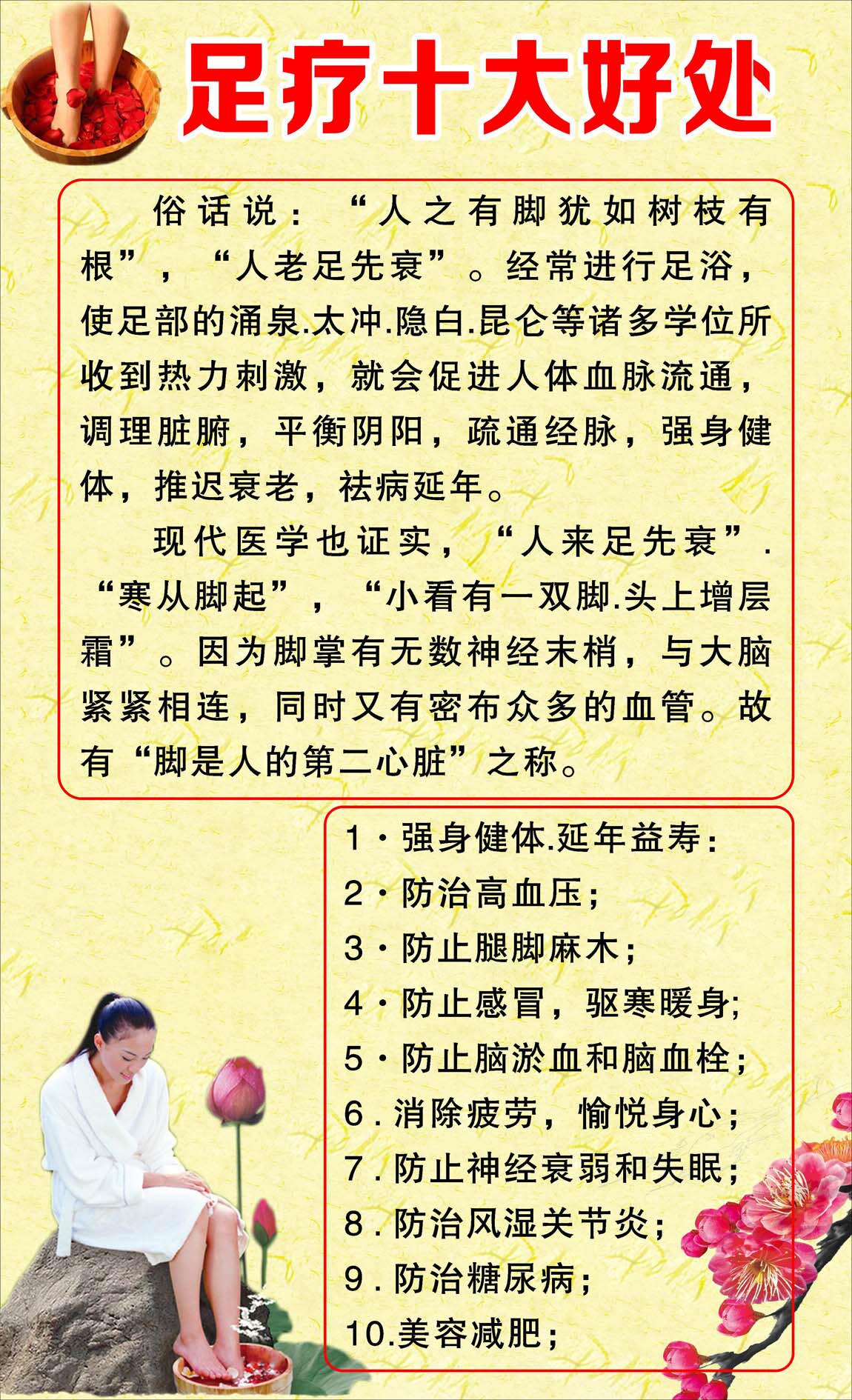 744海报印制展板写真喷绘贴纸720休闲养生馆足疗十大好处宣传挂图