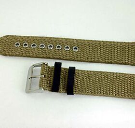 22MM 经典 耐用 防水 帆布尼龙表带 卡其色 合水鬼 时尚手表