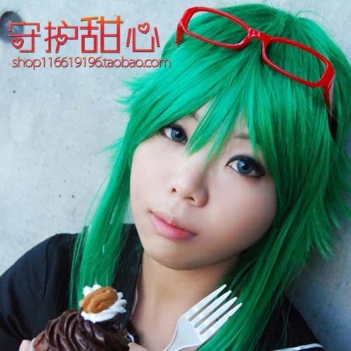 包邮守护甜心Vocaloid V家 GUMI 山茶花 两鬓加长假毛cosplay假发