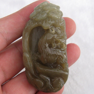 玉如意 南阳独山玉新疆和田玉虎把玩件手把件腰挂件虎虎生威