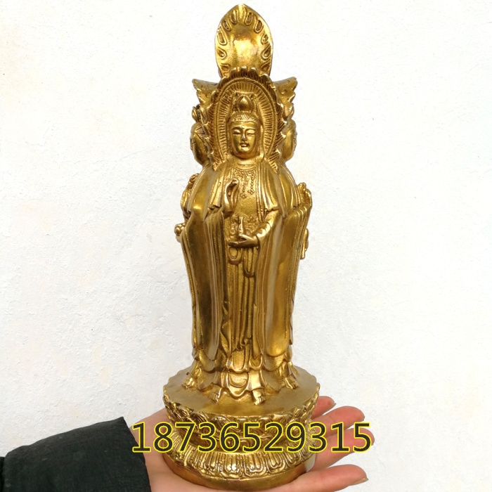 纯铜四面观音站像 四面佛 供奉大慈大悲观世音菩萨铜器工艺品摆件