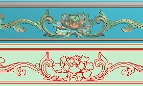 高清精雕图jdp灰度图浮雕图 电脑雕刻图 精品牡丹洋花裙板1035x91