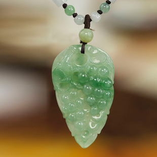 生子事业如意挂坠项链项坠 bso 葡萄树叶挂件 钰达翡翠葡萄吊坠