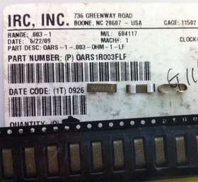 OARS1R003FLF  0.003R 1% 2W IRC 贴片汽车级阻燃电流检测电阻