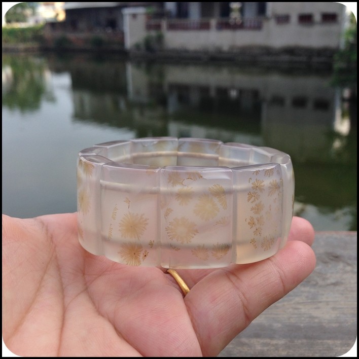 精美天然海洋水草水润冰透玛瑙手排灵性海草玉髓手链男友礼物131