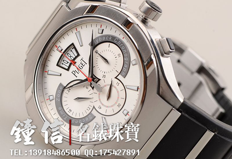 已售出【97新】伯爵钛合金GMT飞返计时大日历自动机械胶带男表G0A34001