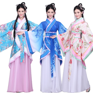 新款古装汉服女款曲裾改良仙女古装天仙配演出服汉唐重女宫廷服装