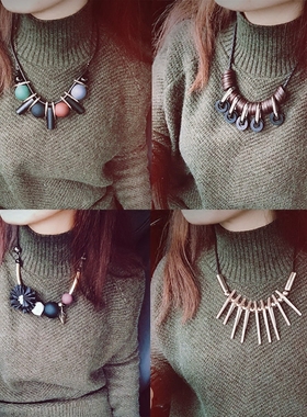 复古短款百搭韩国夸张毛衣链