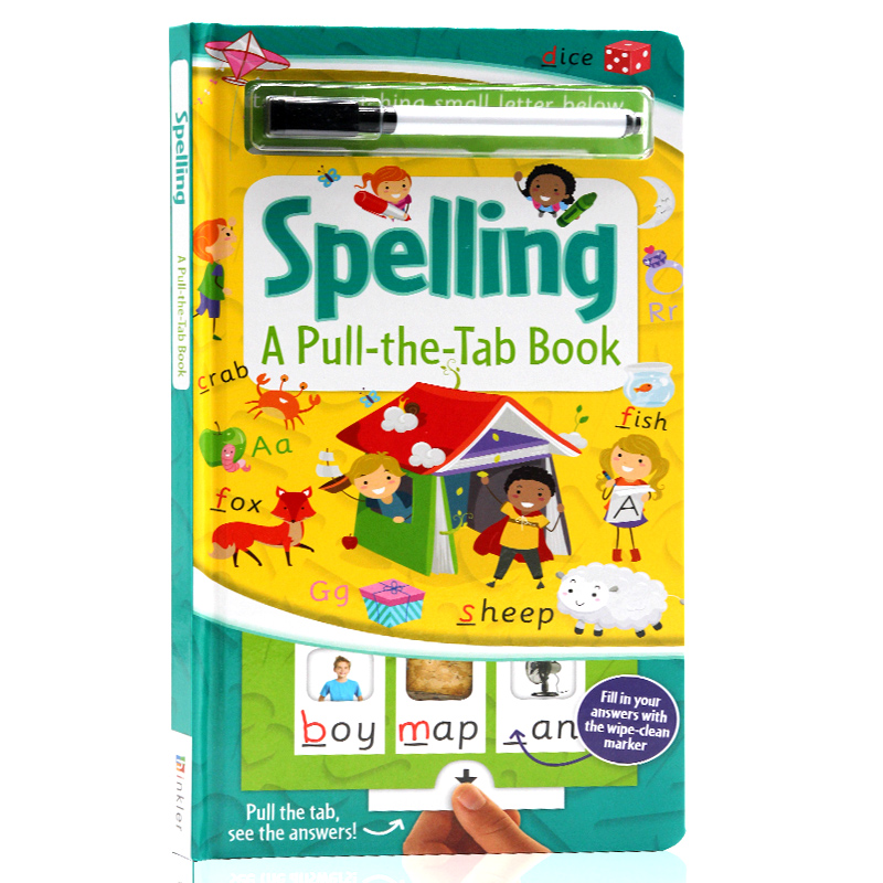 Đánh vần Spelling English truyện tranh gốc Một Pull-the-Tab Book với bút lau giáo dục giải trí Rewritable cho trẻ em học tiếng Anh Giác Ngộ tông Đồ chơi giáo dục