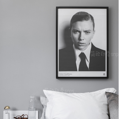 斯嘉丽约翰逊黑白简约墙画人物画