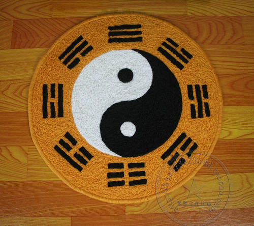 土黄色八卦图防潮毛毯地垫